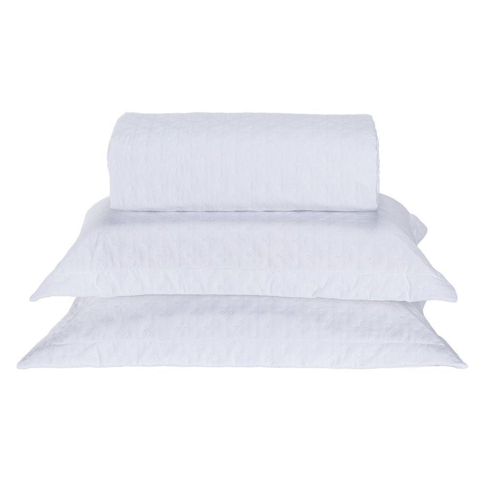 Cobre Leito Casal Padrão Milão Dupla Face Micropercal 200 Fios 3 Peças - Branco - 1