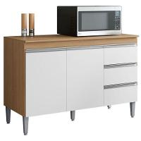 Balcão De Cozinha Ambiente Andréia Com Tampo 120cm Amêndoa Branco - Ajl - 5