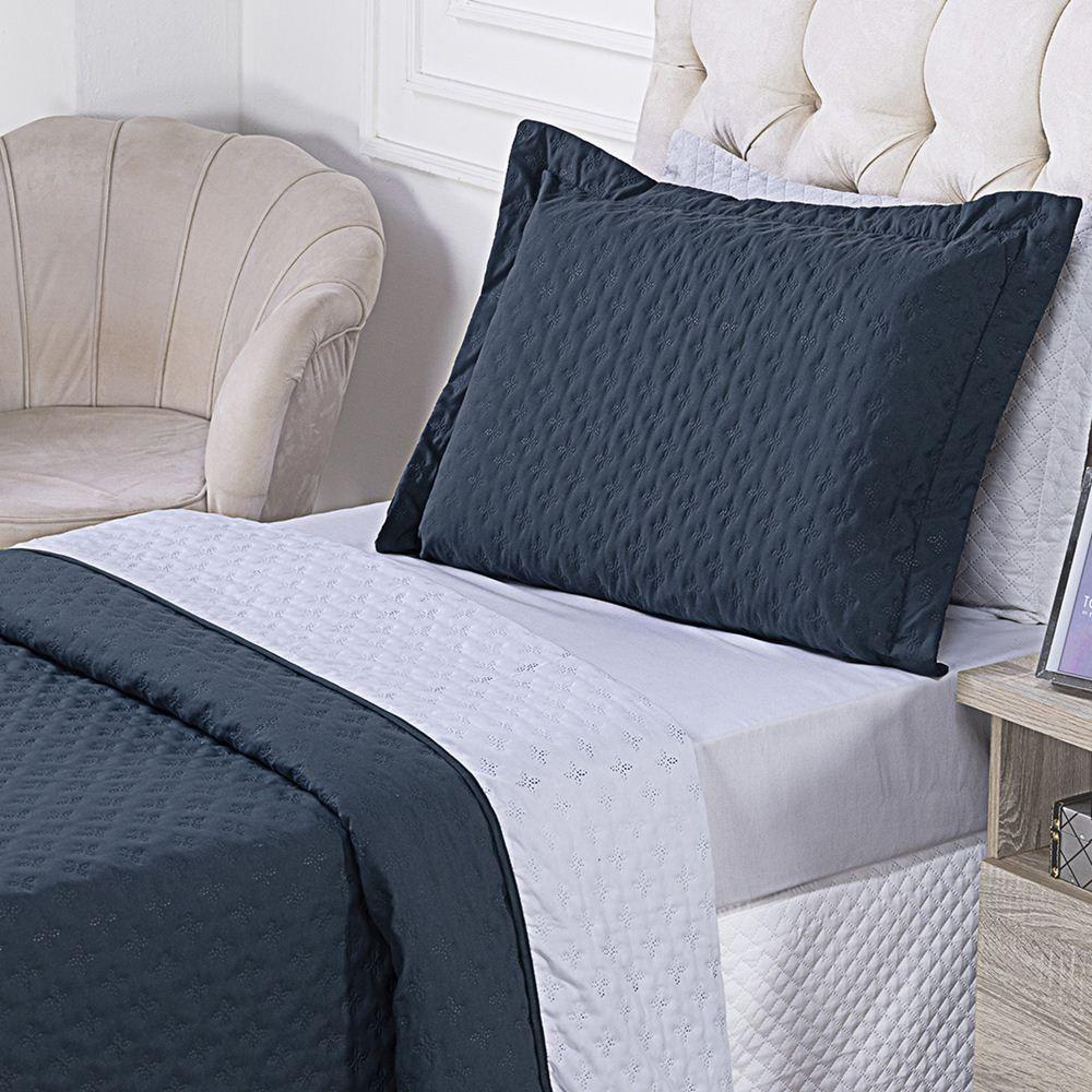 Cobre Leito Solteiro Milão Dupla Face Micropercal 200 Fios 2 Peças - Petroleo - 2