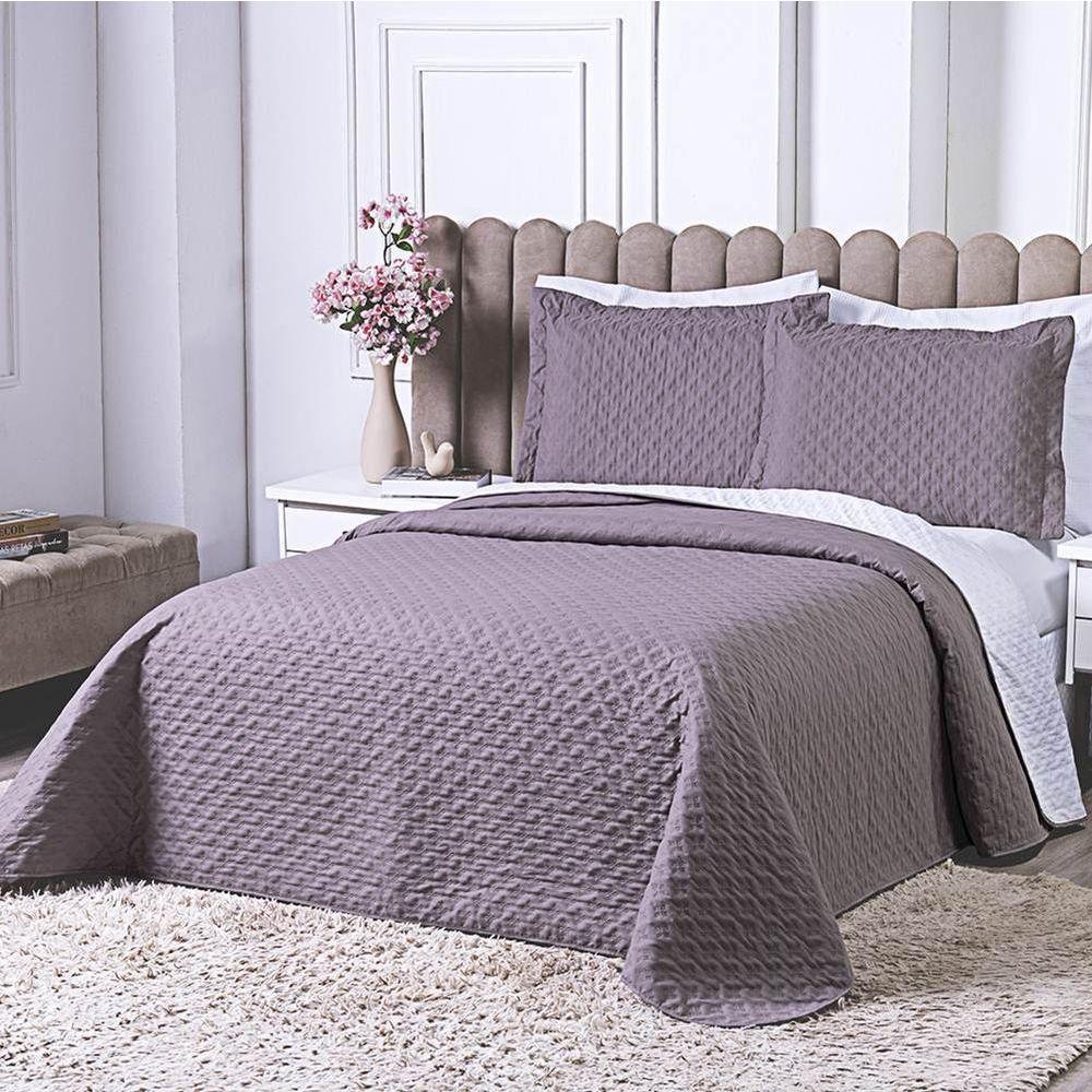 Cobre Leito Casal Padrão Milão Dupla Face Micropercal 200 Fios 3 Peças - Lavanda - 3