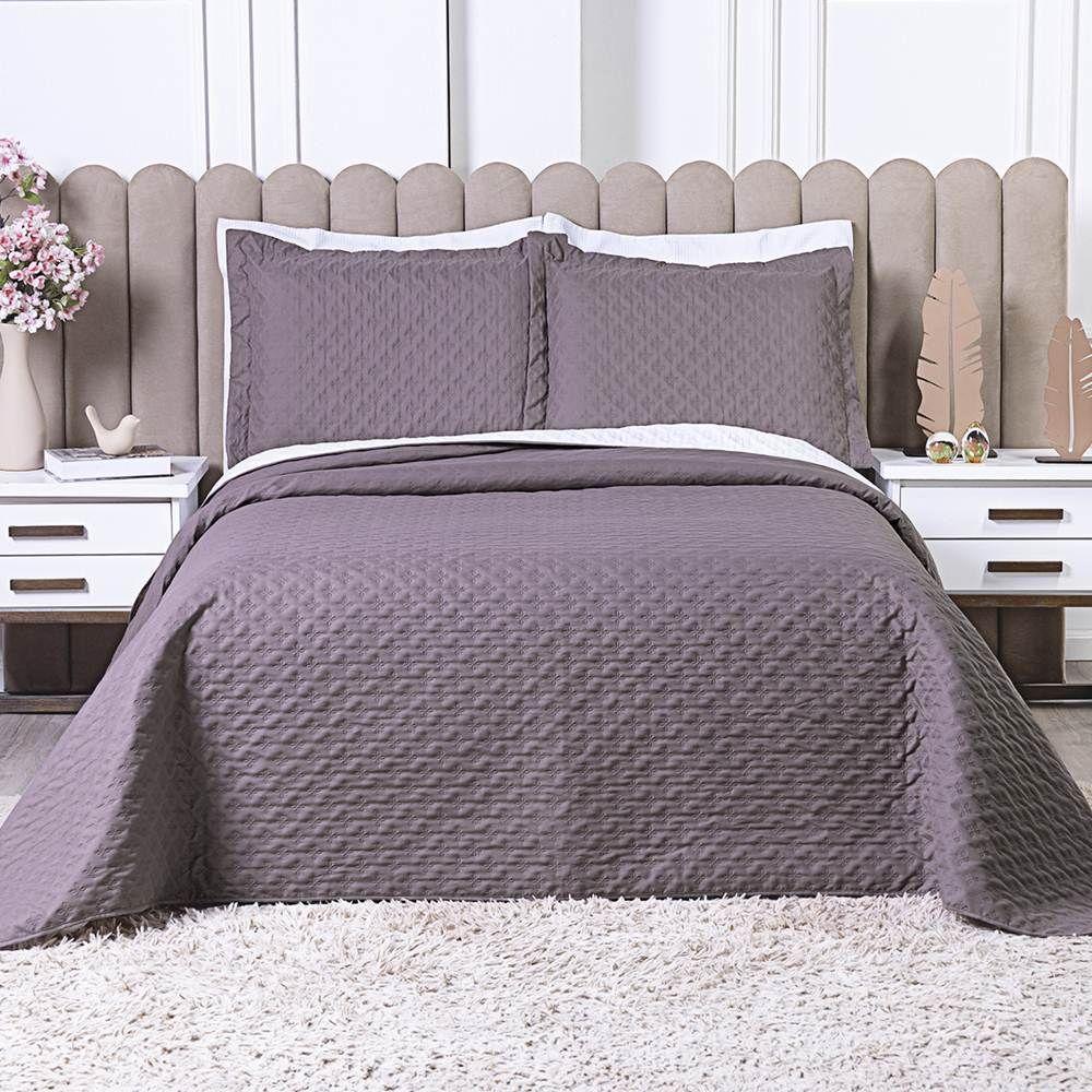 Cobre Leito Casal Padrão Milão Dupla Face Micropercal 200 Fios 3 Peças - Lavanda - 5