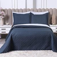 Cobre Leito Casal Padrão Milão Dupla Face Micropercal 200 Fios 3 Peças - Petroleo - 5