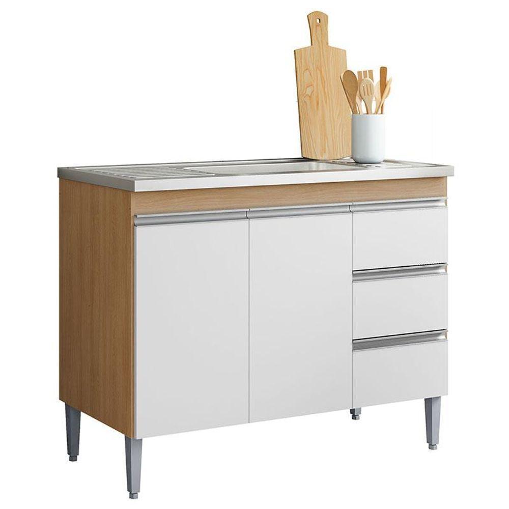 Balcão De Pia Andréia 100 Cm Amêndoa Branco - Ajl - 1