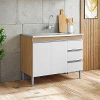 Balcão De Pia Andréia 100 Cm Amêndoa Branco - Ajl - 5