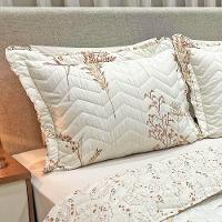 Cobre Leito King Confort Print Micropercal 300 Fios Toque De Algodão 3 Peças - Flores Damasco - 3