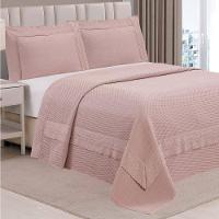 Cobre Leito Queen Majestic Bordado Inglês Micropercal 300 Fios Toque De Algodão 3 Peças - Malva - 3
