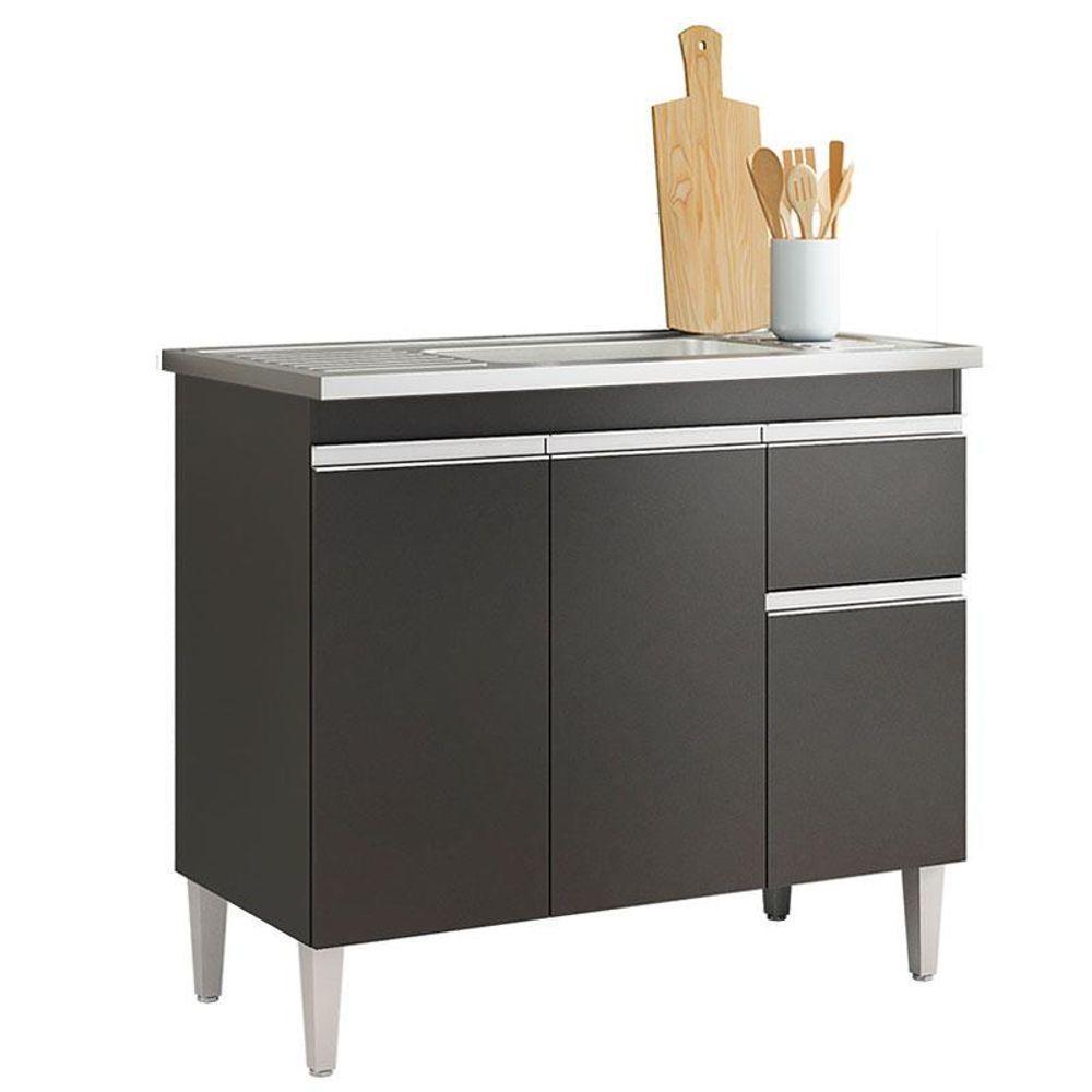 Balcão De Pia Tatiane 100cm Preto Fosco - Ajl - 1