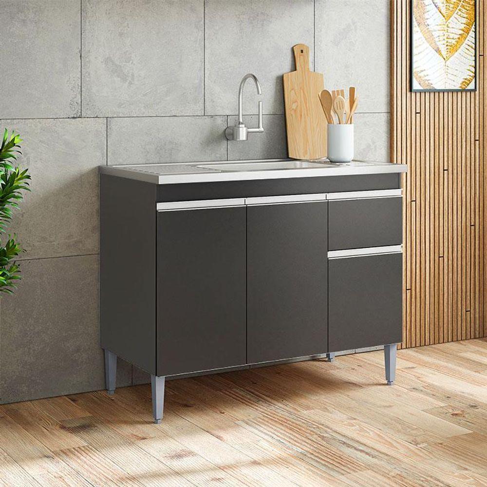 Balcão De Pia Tatiane 100cm Preto Fosco - Ajl - 5