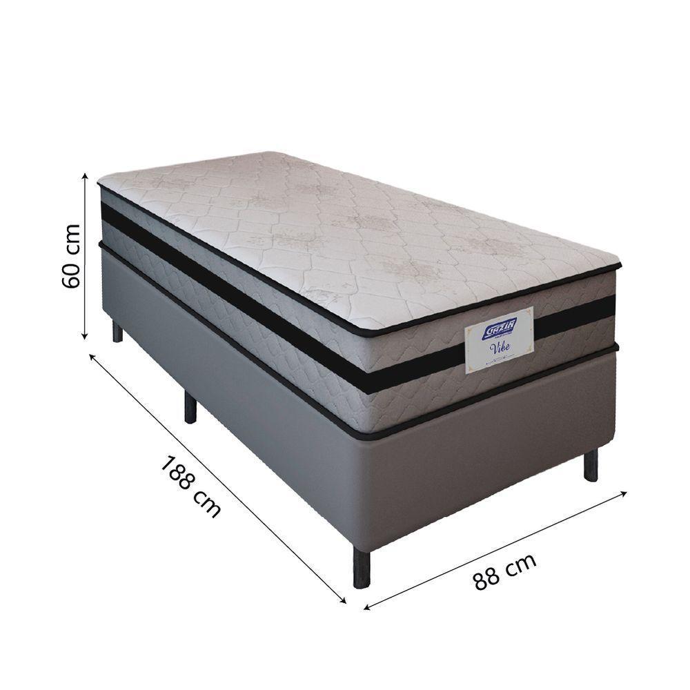 Cama Box Solteiro Gazin Com Molas Ensacadas Vibe 88x188x60cm Cinza/Preto - 3