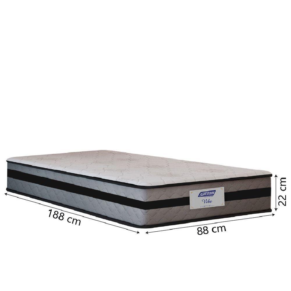 Cama Box Solteiro Gazin Com Molas Ensacadas Vibe 88x188x60cm Cinza/Preto - 4