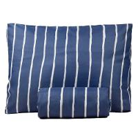 Jogo De Lençol Solteiro Bouti Basic Estampado 180 Fios 2 Peças - Listra Azul Marinho - 1