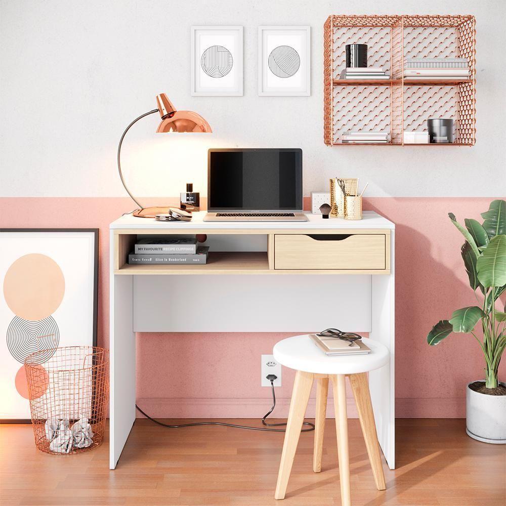 Escrivaninha Bancada Estudo Bit Moov Branco Fosco Tauari Nobre - 1