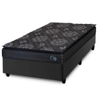 Cama Box Solteiro Colchão Com Molas Ensacadas City Pillow Top 88x188x61cm Hellen Preto - 1