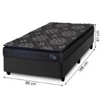 Cama Box Solteiro Colchão Com Molas Ensacadas City Pillow Top 88x188x61cm Hellen Preto - 2