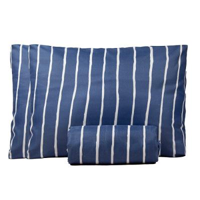 Jogo De Lençol Queen Bouti Basic Estampado 180 Fios 3 Peças - Listra Azul Marinho