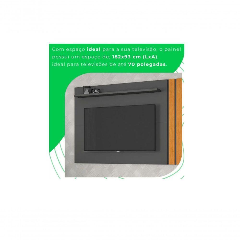 Painel Para Tv Até 70" Atraente Jcm Movelaria - Grafite/cinamomo - 5