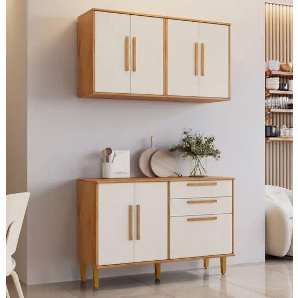 Cozinha Lorena 7 Portas 2 Gavetas Kaiki Móveis - Nature/off - 1