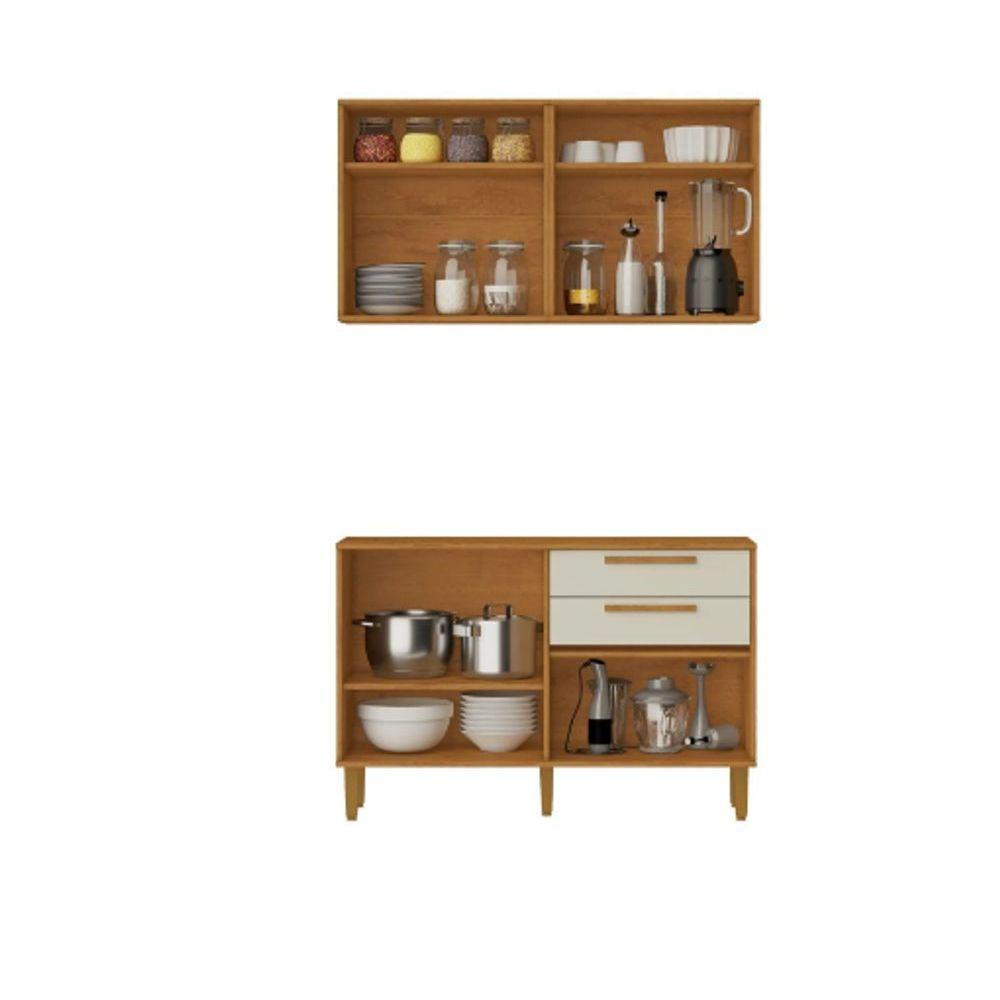 Cozinha Lorena 7 Portas 2 Gavetas Kaiki Móveis - Nature/off - 3