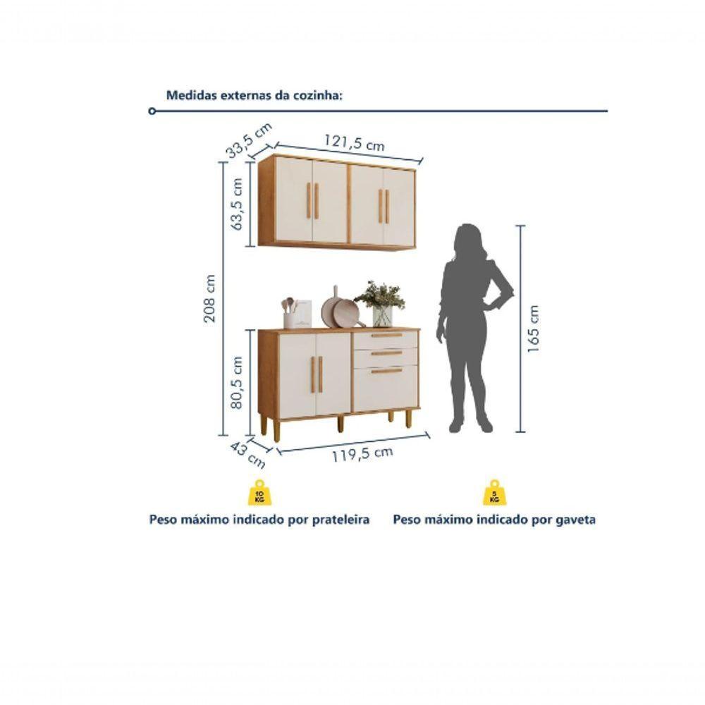 Cozinha Lorena 7 Portas 2 Gavetas Kaiki Móveis - Nature/off - 4