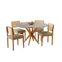 Mesa Simpatia 1,08 4 Cadeiras Jade Linho Jcm Cinamomo/off - 2