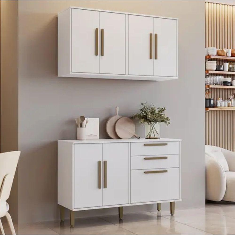 Cozinha Lorena 7 Portas 2 Gavetas Kaiki Móveis - Branco - 1