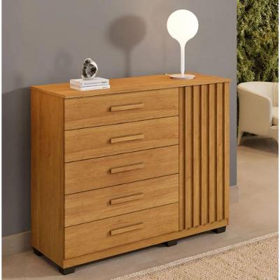 Cômoda Paris 5 Gavetas em MDF com Puxador Plástico Amadeirado