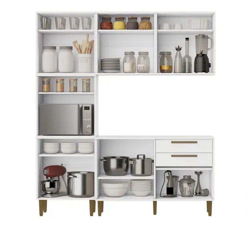 Cozinha Lorena 11 Pts Torre Quente Kaiki Móveis - Branco - 2