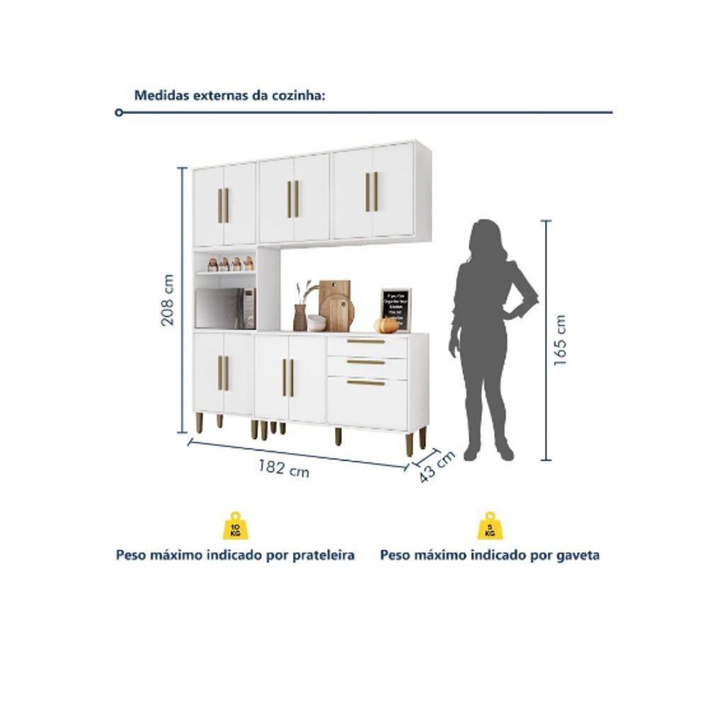 Cozinha Lorena 11 Pts Torre Quente Kaiki Móveis - Branco - 3