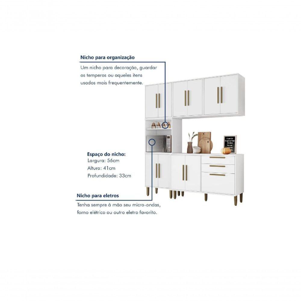 Cozinha Lorena 11 Pts Torre Quente Kaiki Móveis - Branco - 4