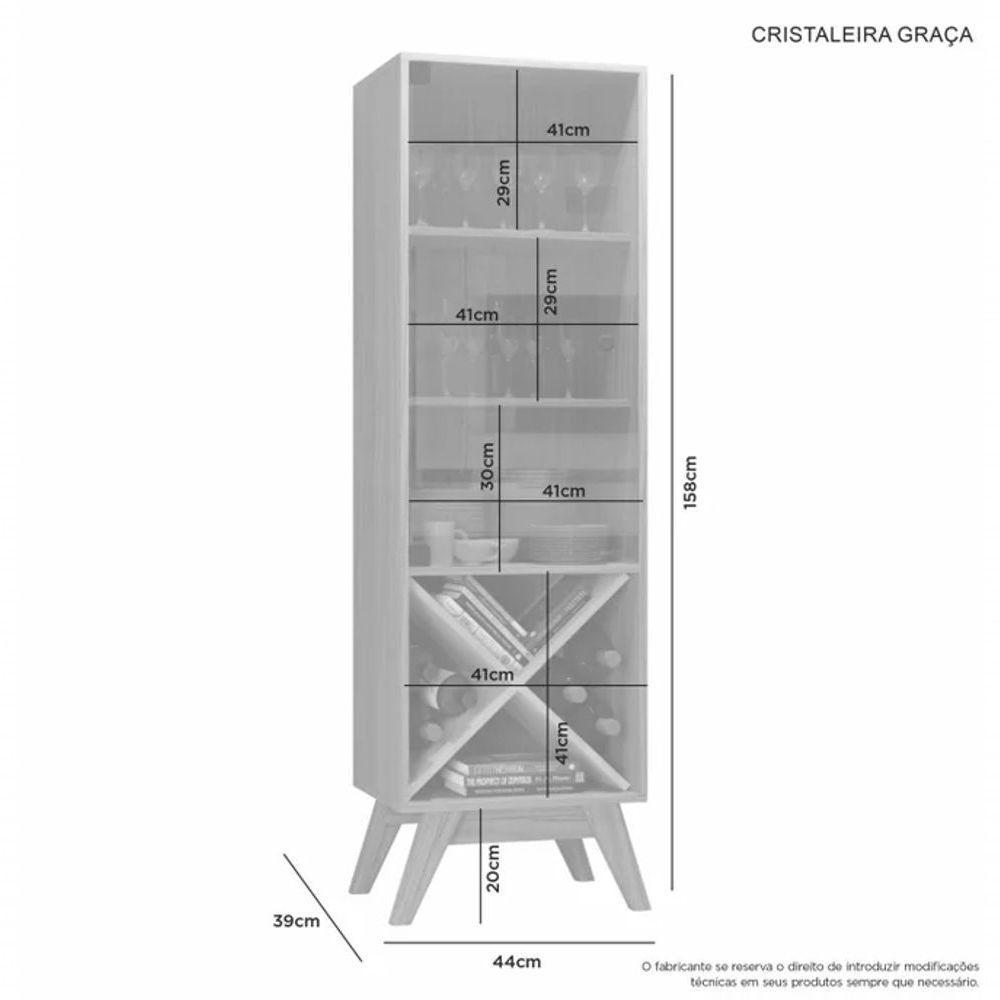 Cristaleira Graça Jcm Movelaria - Cinamomo/off - 4