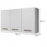 Armário Aéreo Etios 3 Portas Kaiki Móveis - Branco - 4