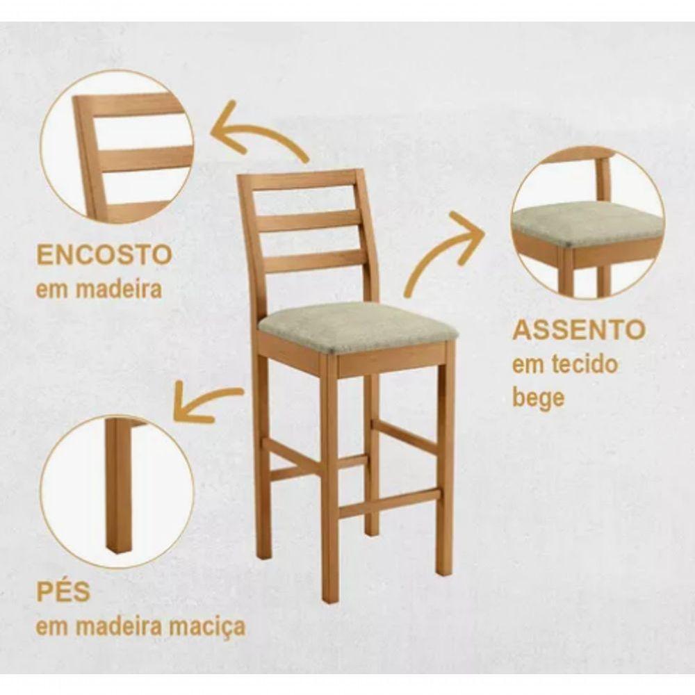 Banqueta Jade 02 Madeira Maciça Linho Bege Jcm Movelaria - 3