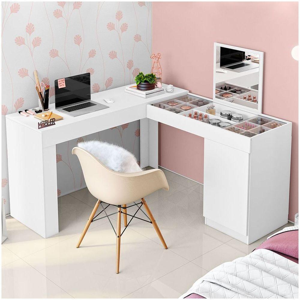 Escrivaninha Penteadeira Mobler Princesa Branco Com Fosco - 1