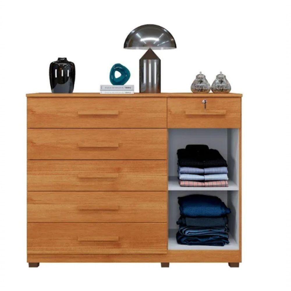 Cômoda Milão 6 Gavetas 1 Porta Benetil Móveis - Cinamomo - 2