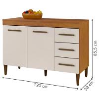 Balcão Virtus 2 Portas 3 Gavetas Kaiki Móveis - Nature/off - 3