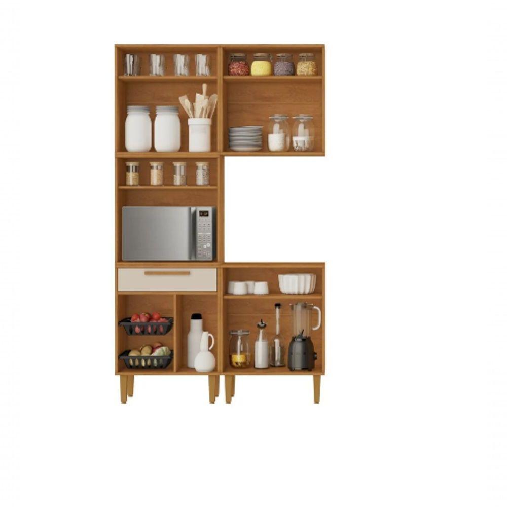 Cozinha Lorena 7 Pts C/ Fruteira Kaiki Móveis - Nature/off - 2