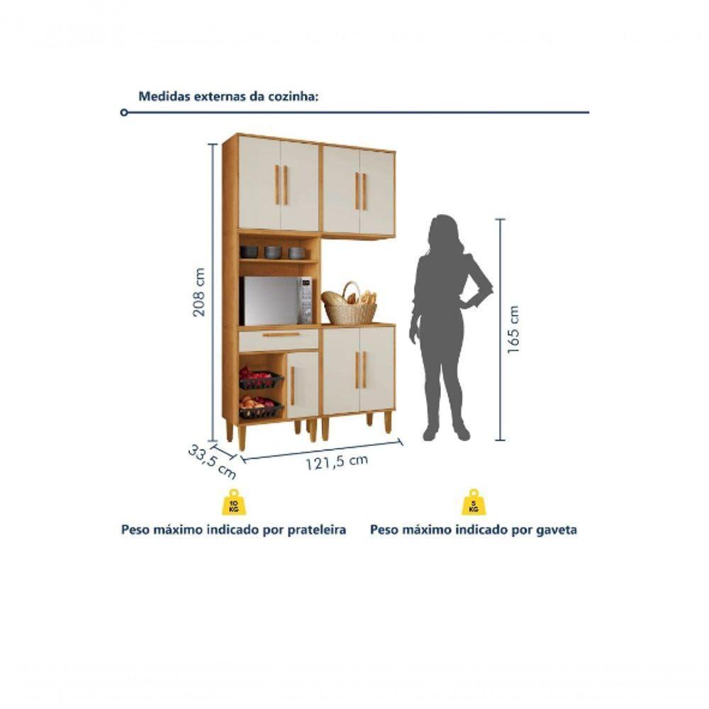 Cozinha Lorena 7 Pts C/ Fruteira Kaiki Móveis - Nature/off - 3