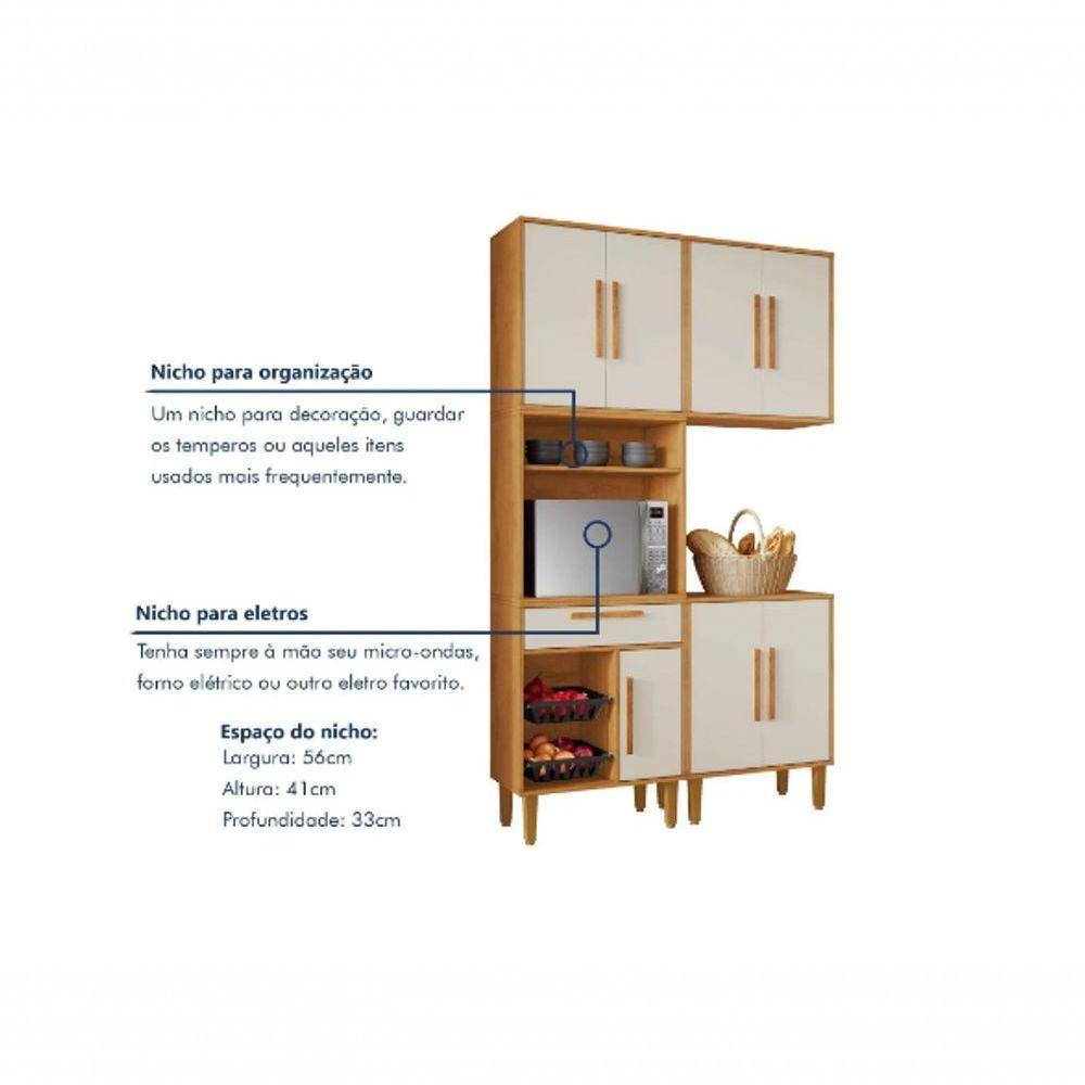 Cozinha Lorena 7 Pts C/ Fruteira Kaiki Móveis - Nature/off - 4