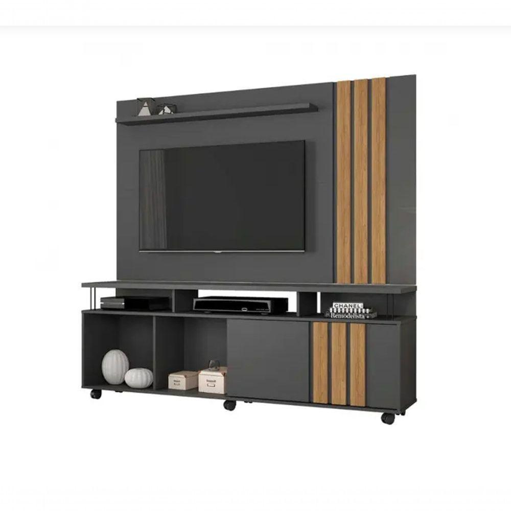 Rack E Painel Atraente Tv 70" Jcm Movelaria - Grafite/cinamomo - 1