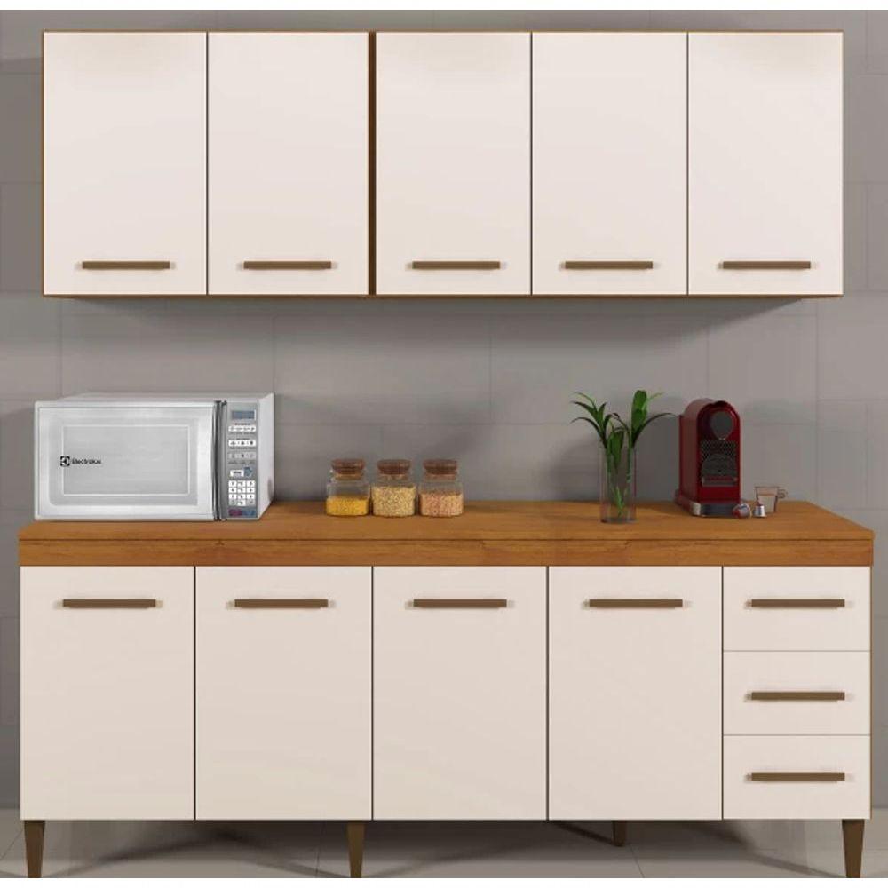 Cozinha Completa Atenas 9 Portas 3 Gavetas Kaiki Móveis - Nature/off - 1