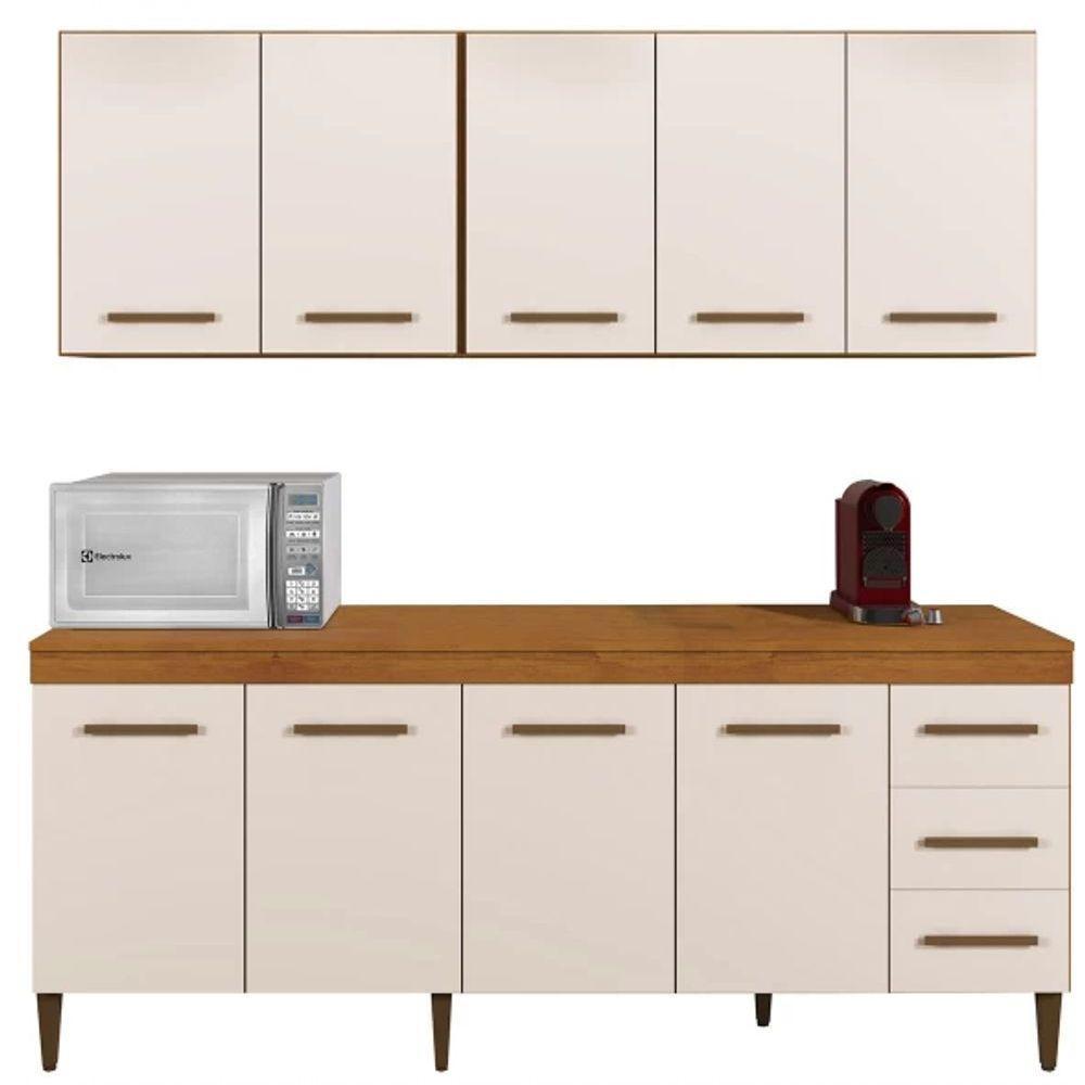 Cozinha Completa Atenas 9 Portas 3 Gavetas Kaiki Móveis - Nature/off - 2