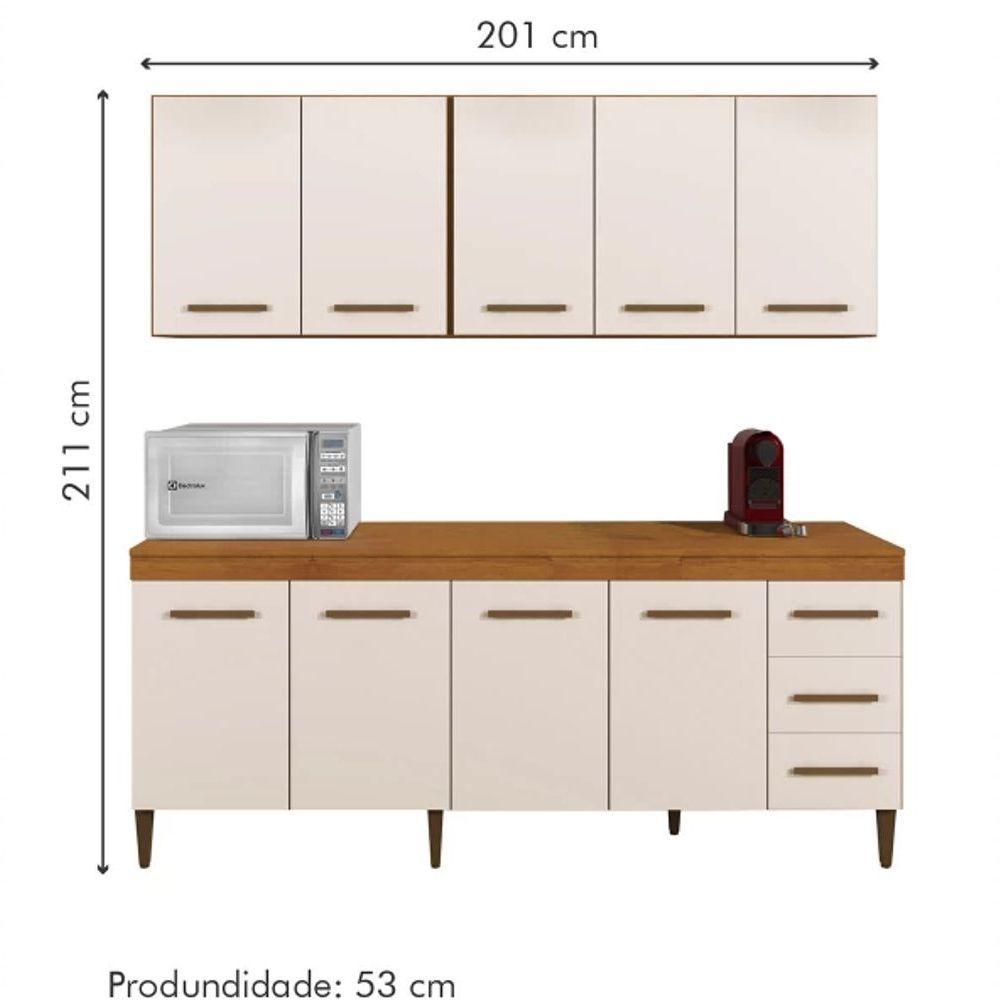 Cozinha Completa Atenas 9 Portas 3 Gavetas Kaiki Móveis - Nature/off - 4