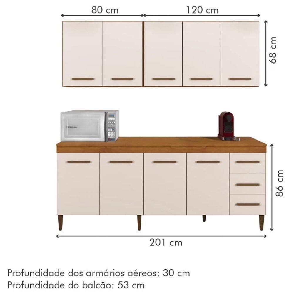 Cozinha Completa Atenas 9 Portas 3 Gavetas Kaiki Móveis - Nature/off - 5
