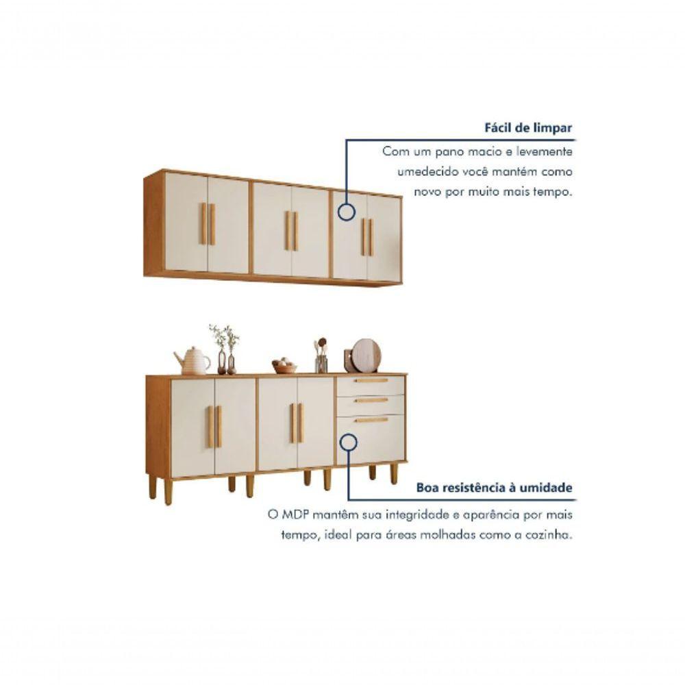 Cozinha Completa 11 Portas 2 Gavetas Lorena Kaiki Móveis - Nature/off - 5