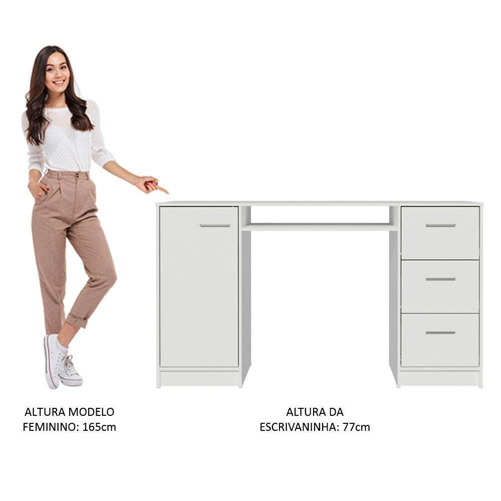Escrivaninha Mesa Para Computador Madesa Alaska 3 Gavetas 1 Porta Branco - 10