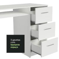 Escrivaninha Mesa Para Computador Madesa Alaska 3 Gavetas 1 Porta Branco