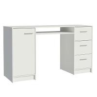 Escrivaninha Mesa Para Computador Madesa Alaska 3 Gavetas 1 Porta Branco - 9