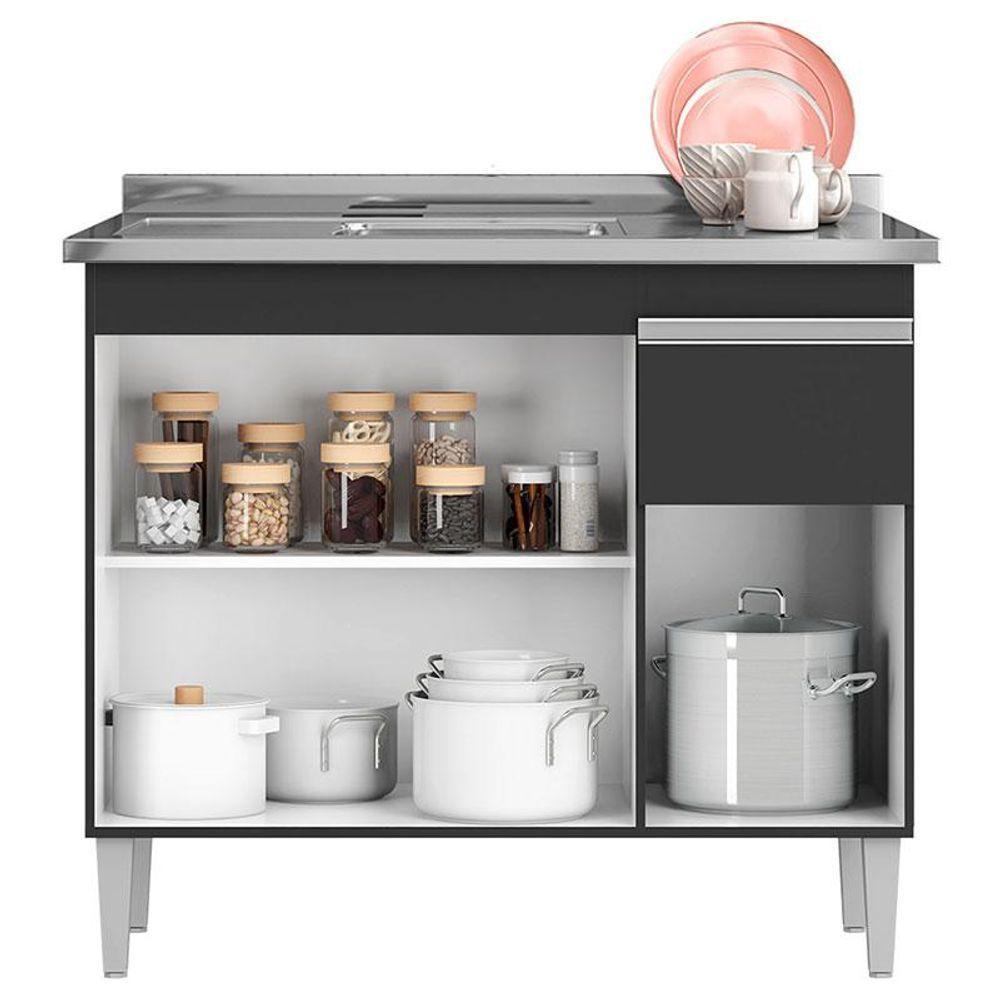 Balcão De Pia Ambiente Tatiane 100cm Preto Fosco - Ajl - 3