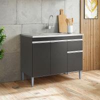 Balcão De Pia Ambiente Tatiane 100cm Preto Fosco - Ajl - 1