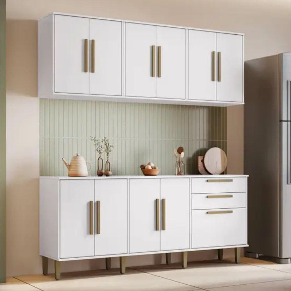 Cozinha Completa 11 Portas 2 Gavetas Lorena Kaiki Móveis - Branco - 1